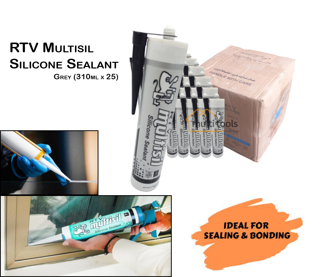 Rtv Multisil Silicone Sealant (Grey 310G X 25)
